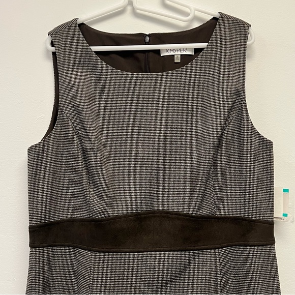 Kasper Plus Size Sleeveless Mini Houndstooth Sheath Dress, Brown/White Size 16 - Picture 4 of 16